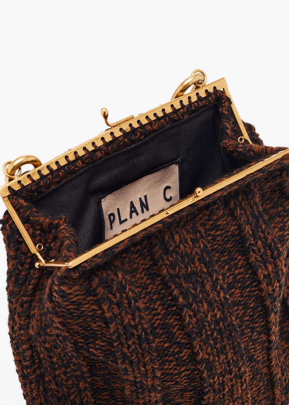 Plan C BORSA IN MAGLIA MARRONE MELANGE Economico