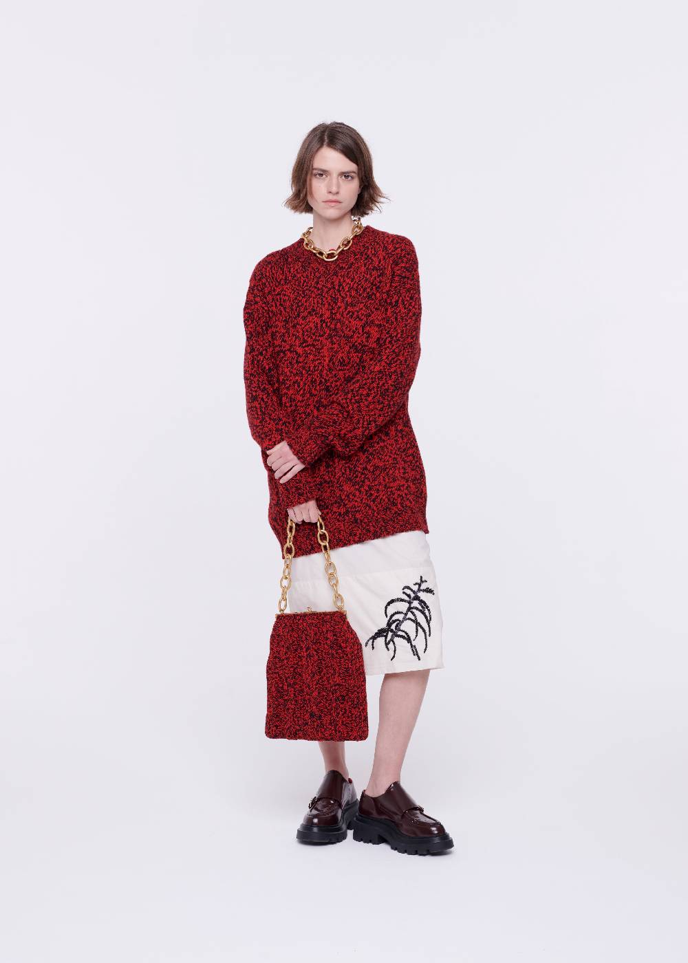 Plan C BORSA IN MAGLIA ROSSO MELANGE Online