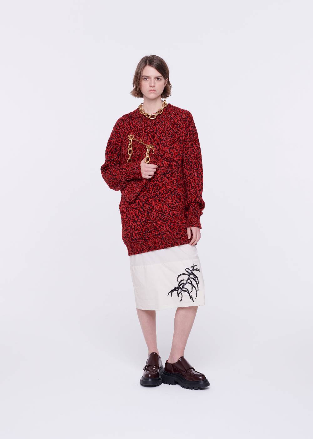 Plan C BORSA IN MAGLIA ROSSO MELANGE Online