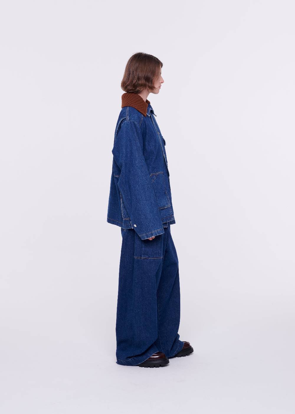 Plan C GIACCA IN DENIM CON COLLETTO IN MAGLIA REMOVIBILE Fino al 50% di sconto