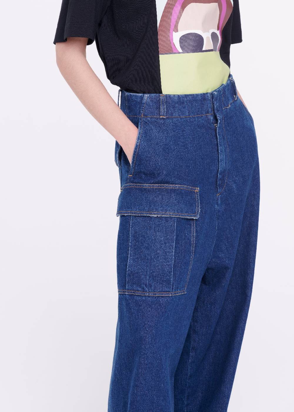 Plan C JEANS A GAMBA AMPIA CON CINTURA MARRONE Italia