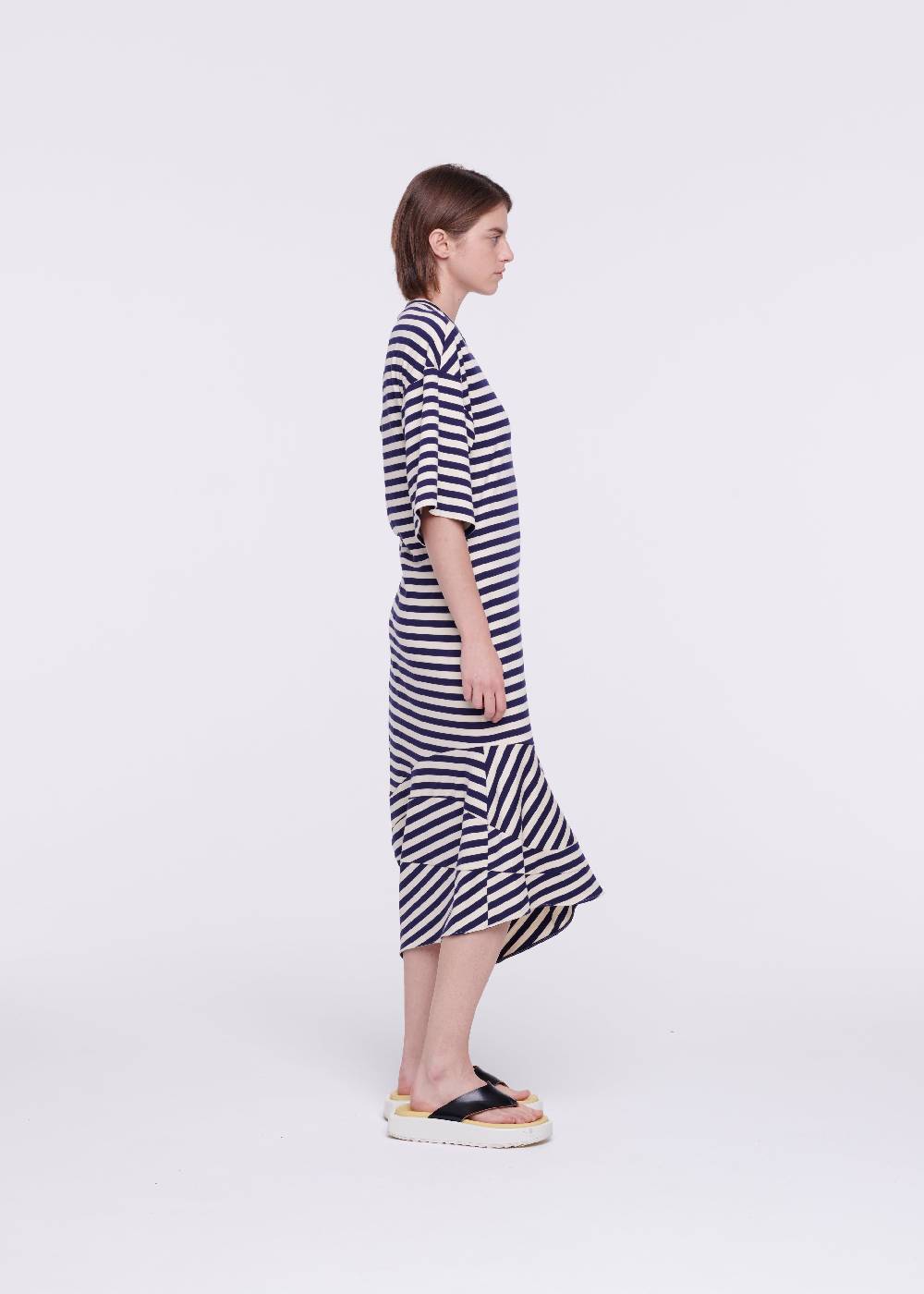 Plan C ABITO MIDI IN JERSEY A RIGHE Promozione