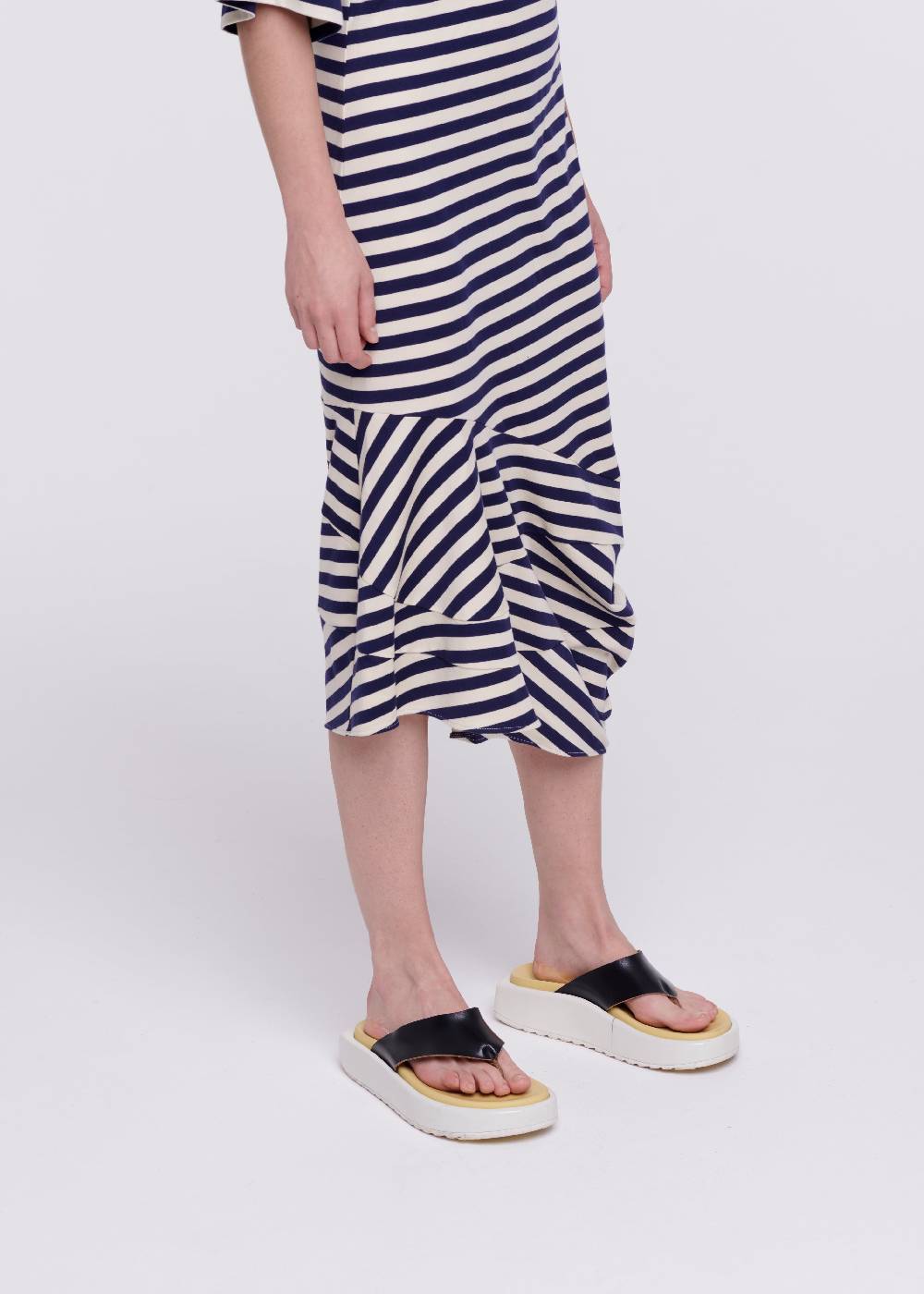 Plan C ABITO MIDI IN JERSEY A RIGHE Promozione