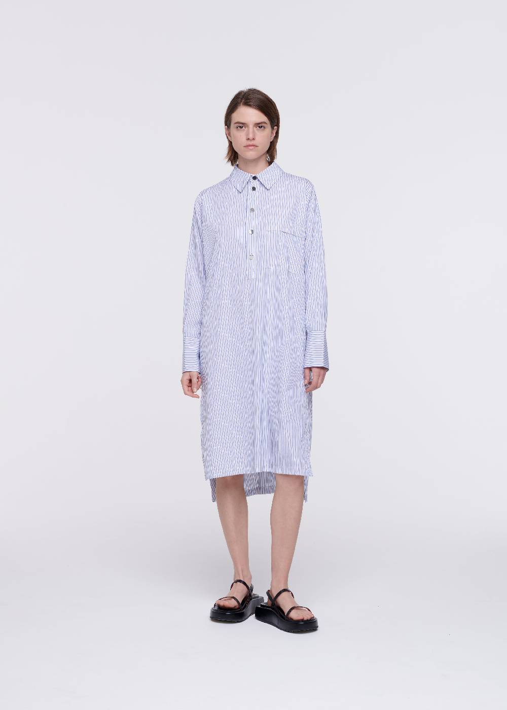 Plan C ABITO CAMICIA A RIGHE IN COTONE Spedizione Gratuita