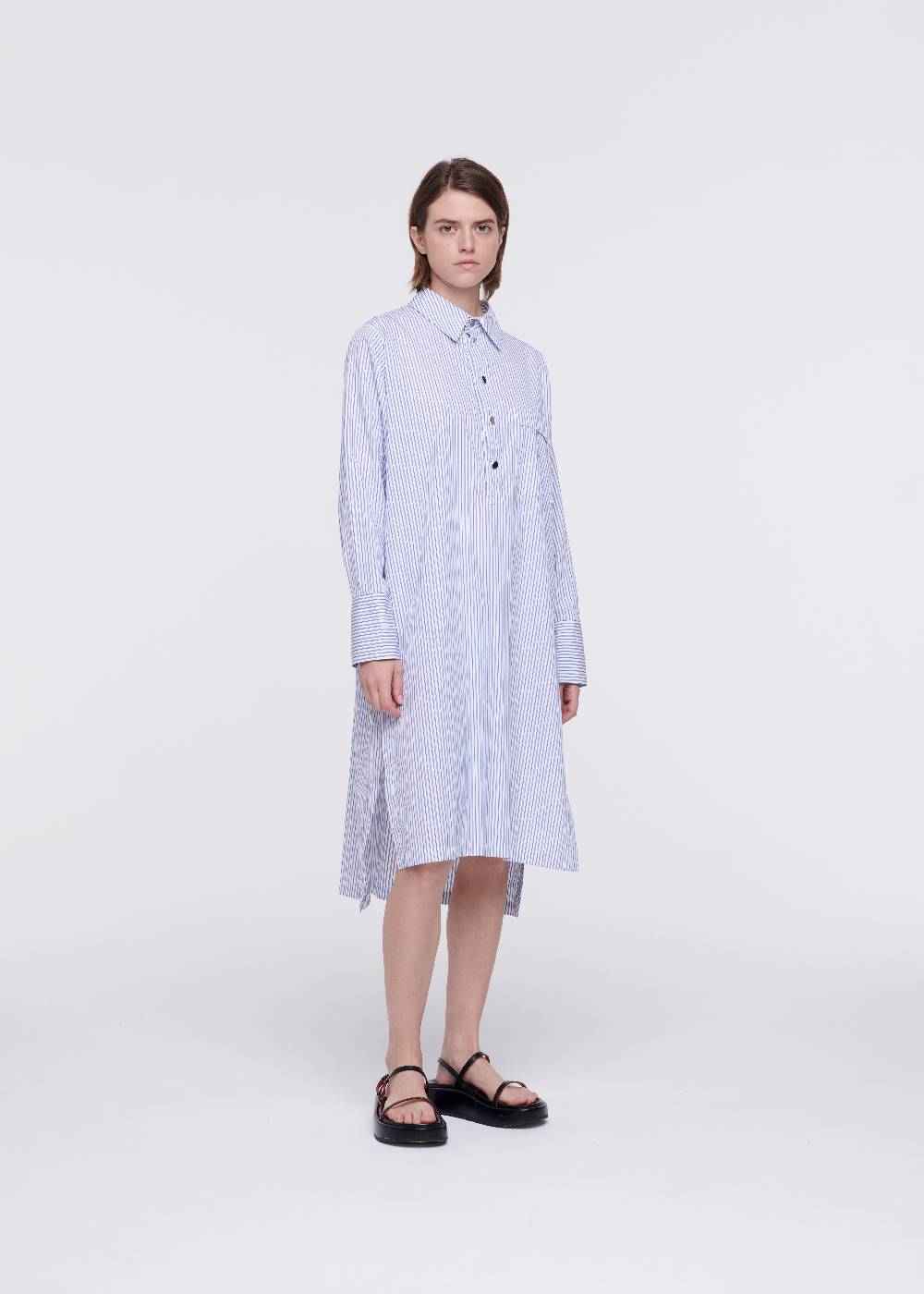Plan C ABITO CAMICIA A RIGHE IN COTONE Spedizione Gratuita