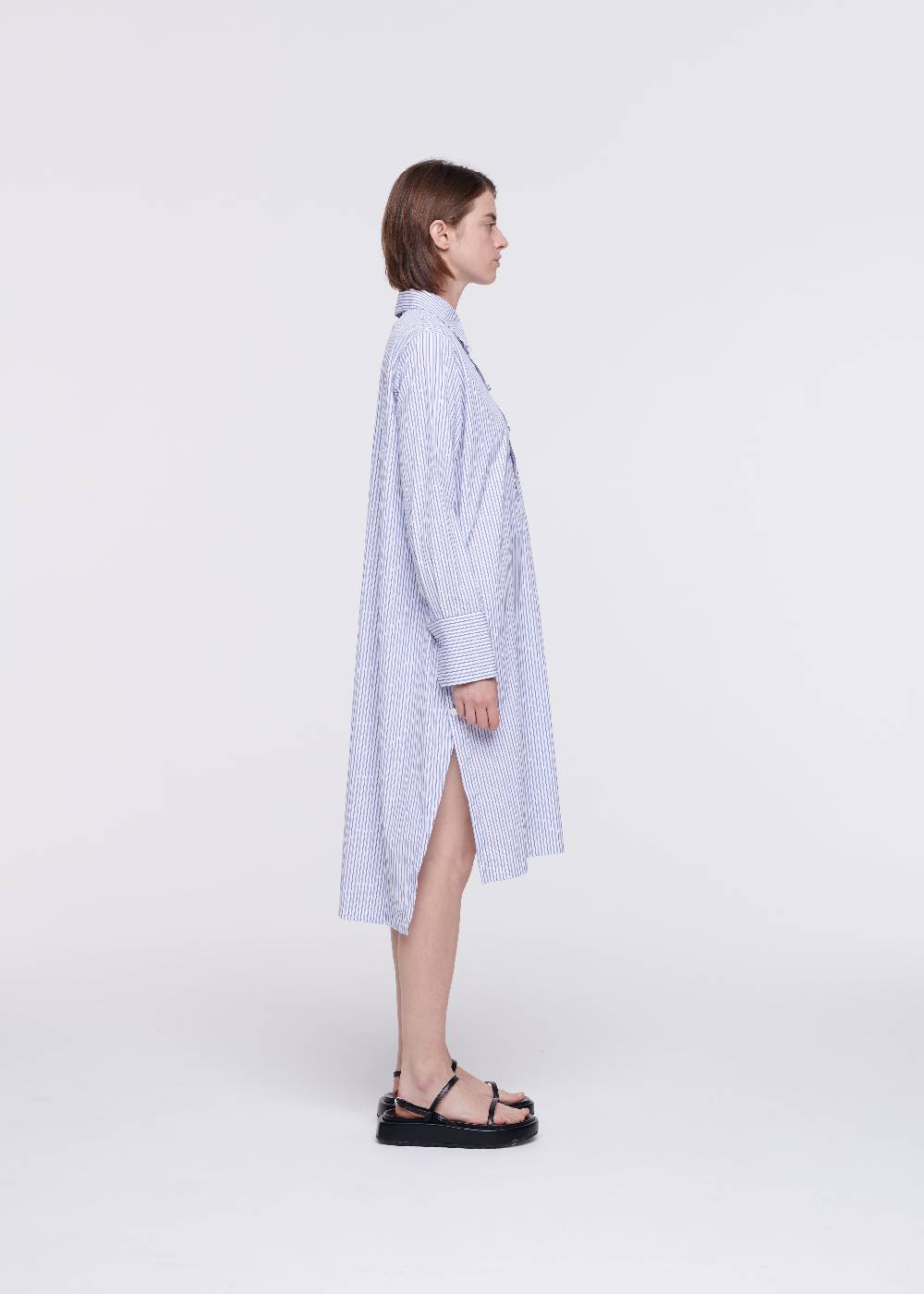 Plan C ABITO CAMICIA A RIGHE IN COTONE Spedizione Gratuita