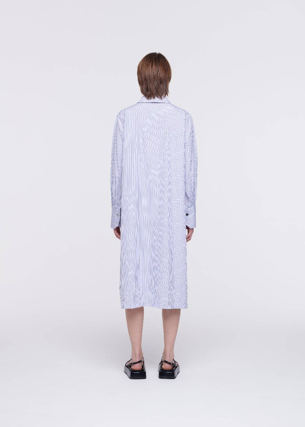 Plan C ABITO CAMICIA A RIGHE IN COTONE Spedizione Gratuita