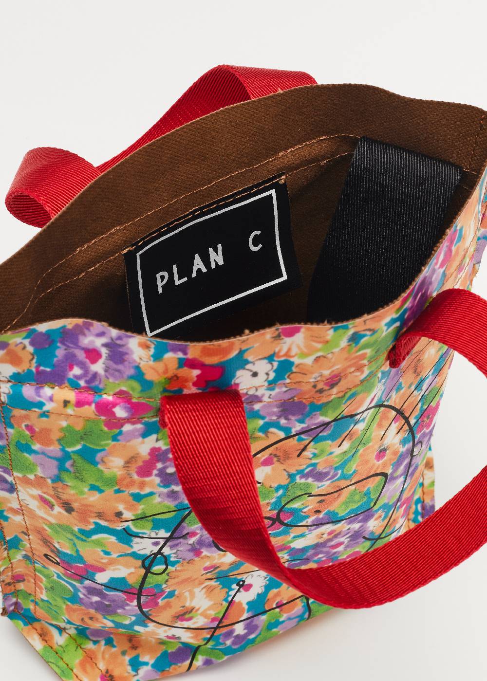 Plan C SHOPPER CON STAMPA FLOREALE "PILI E BIANCA" MINI Prezzo Ridotto