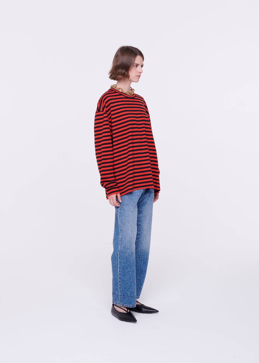 Plan C T-SHIRT A MANICHE LUNGHE A RIGHE In Vendita