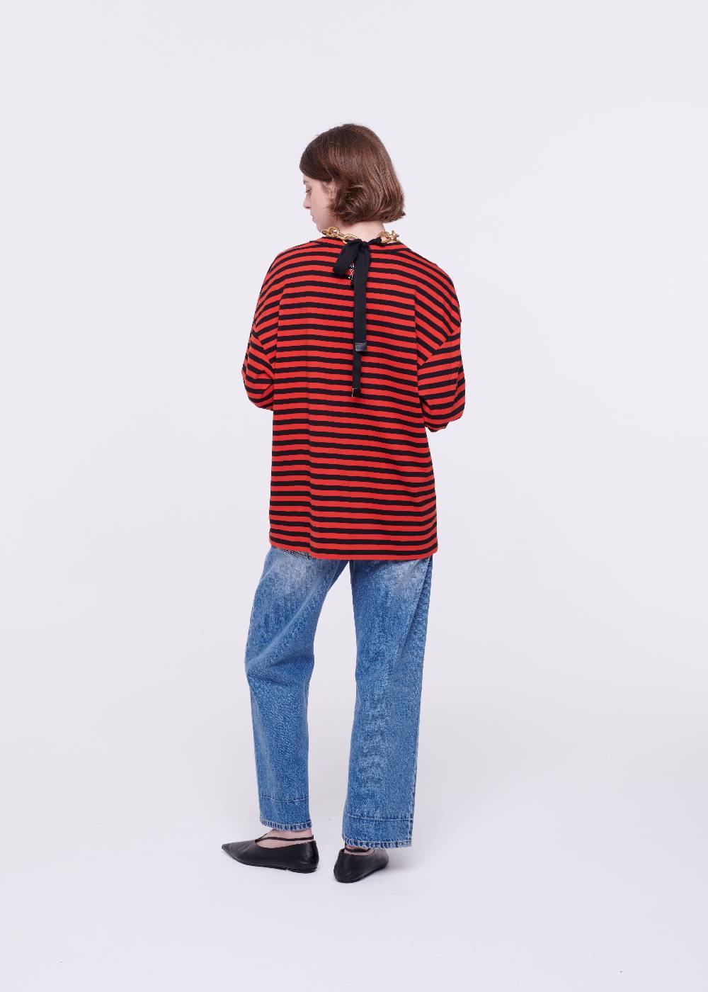 Plan C T-SHIRT A MANICHE LUNGHE A RIGHE In Vendita
