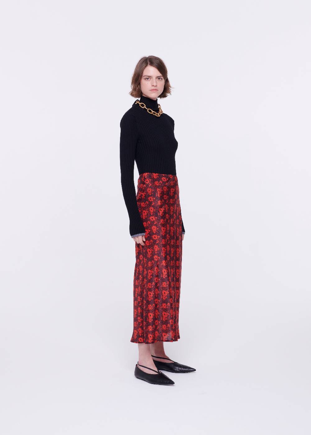 Plan C GONNA MIDI IN SETA CON STAMPA FLOREALE Saldi