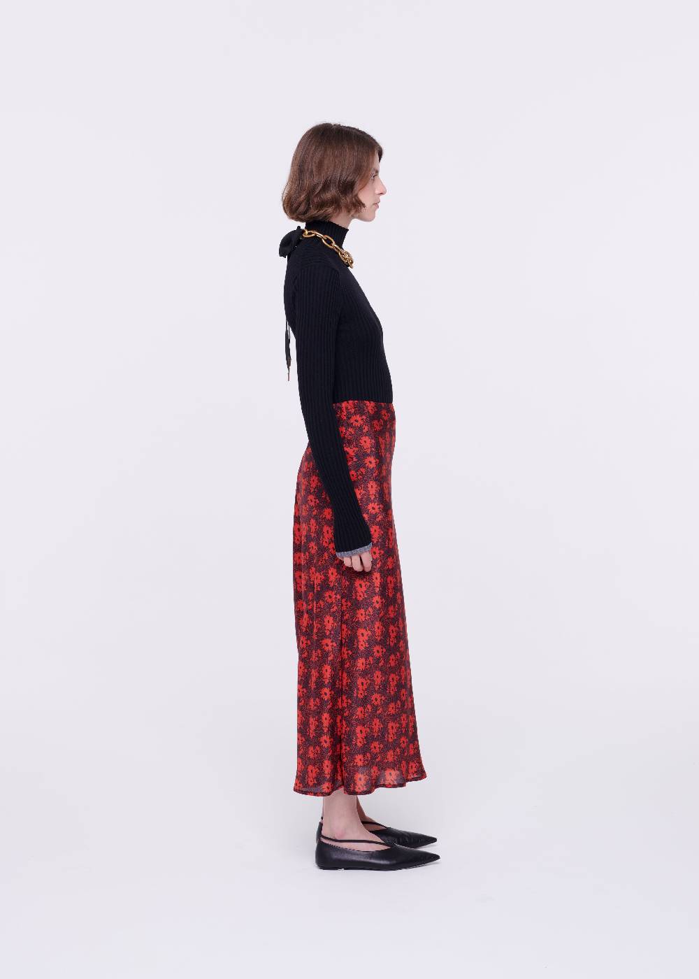 Plan C GONNA MIDI IN SETA CON STAMPA FLOREALE Saldi