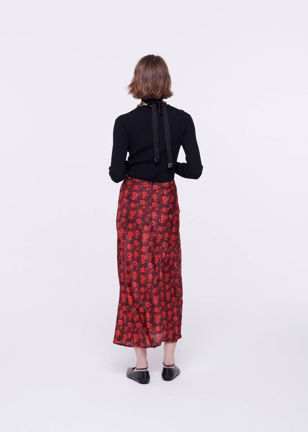 Plan C GONNA MIDI IN SETA CON STAMPA FLOREALE Saldi