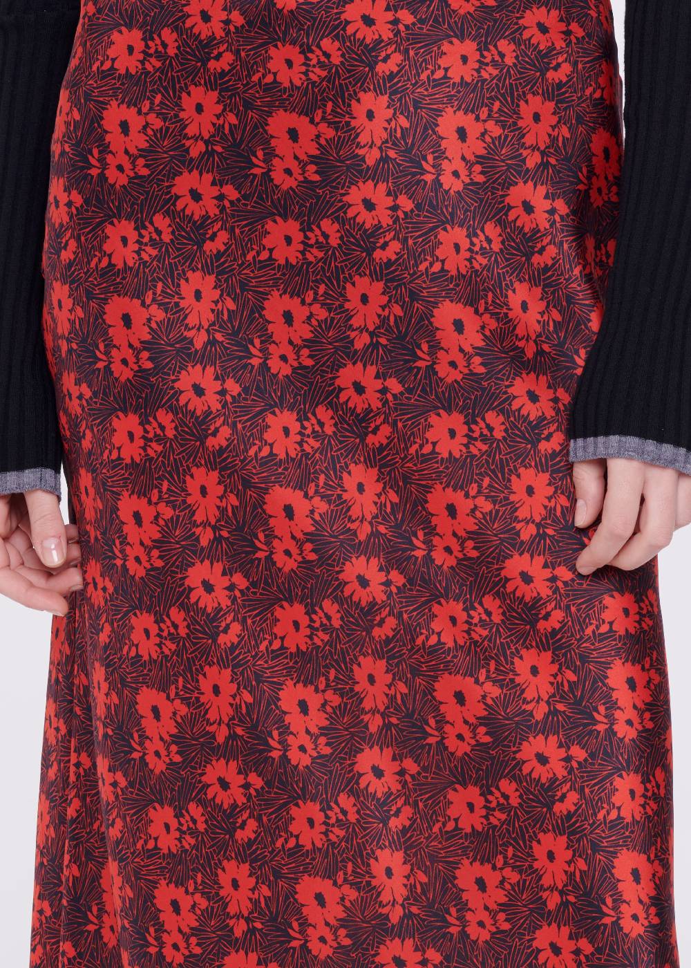 Plan C GONNA MIDI IN SETA CON STAMPA FLOREALE Saldi