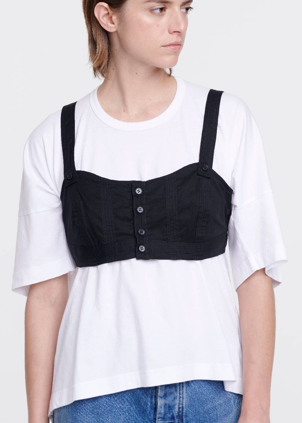 Plan C TOP A BUSTINO IN COTONE NERO Vendite Flash