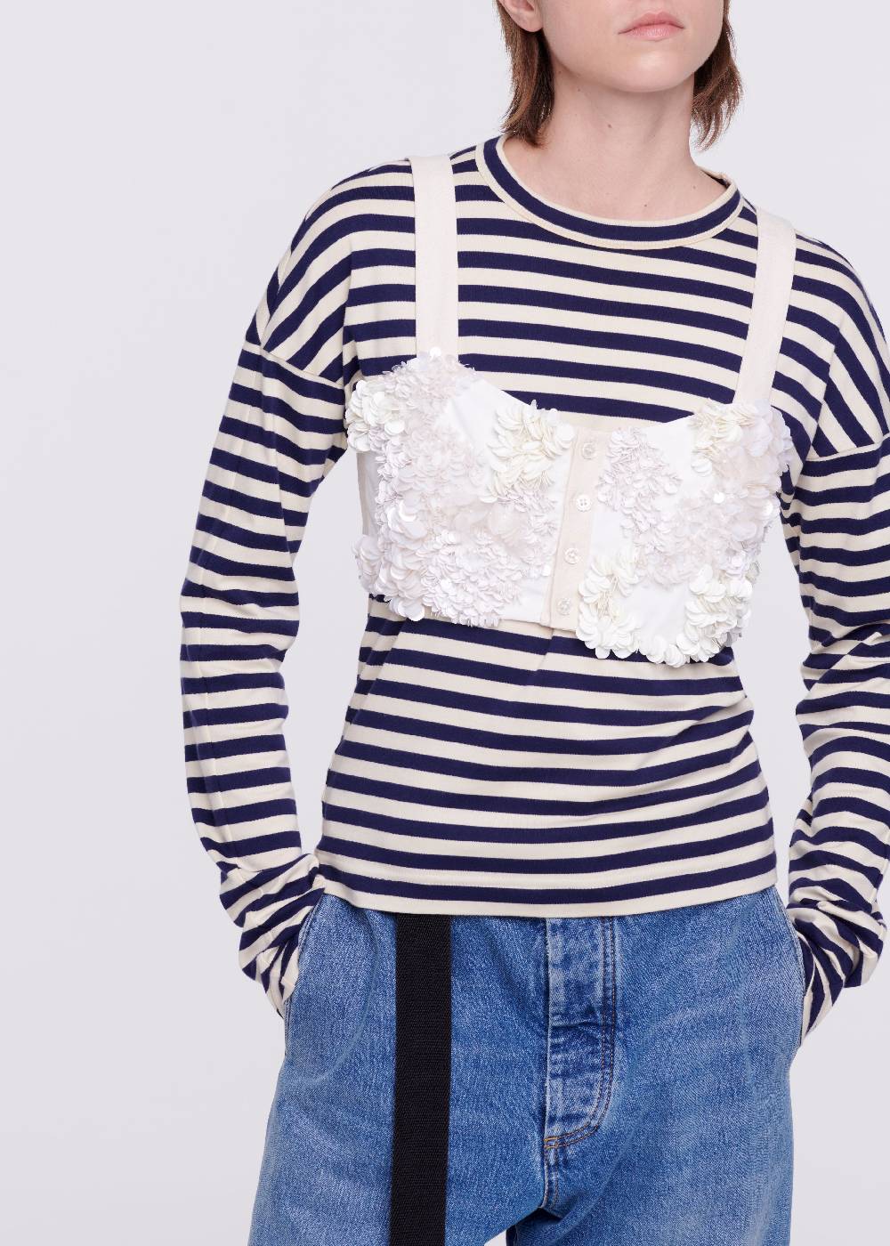 Plan C TOP A BUSTINO CON PAILLETTES COLOR CREMA Negozio