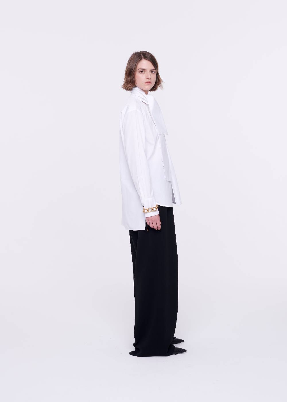 Plan C CAMICIA BIANCA DI COTONE CON FOULARD Nuova