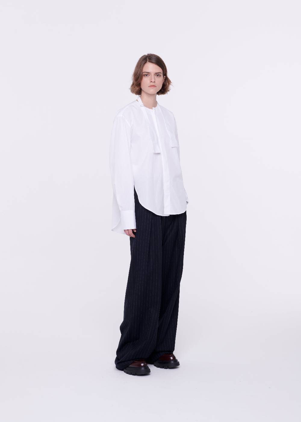 Plan C CAMICIA BIANCA DI COTONE CON PAPILLON Moda