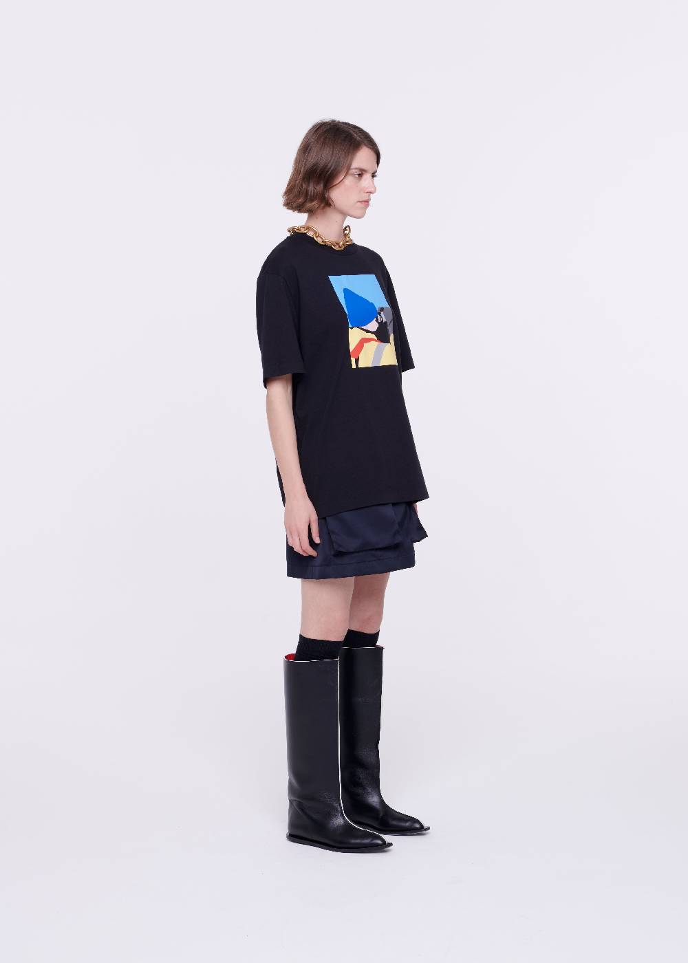 Plan C T-SHIRT NERA IN COTONE CON STAMPA Offerta