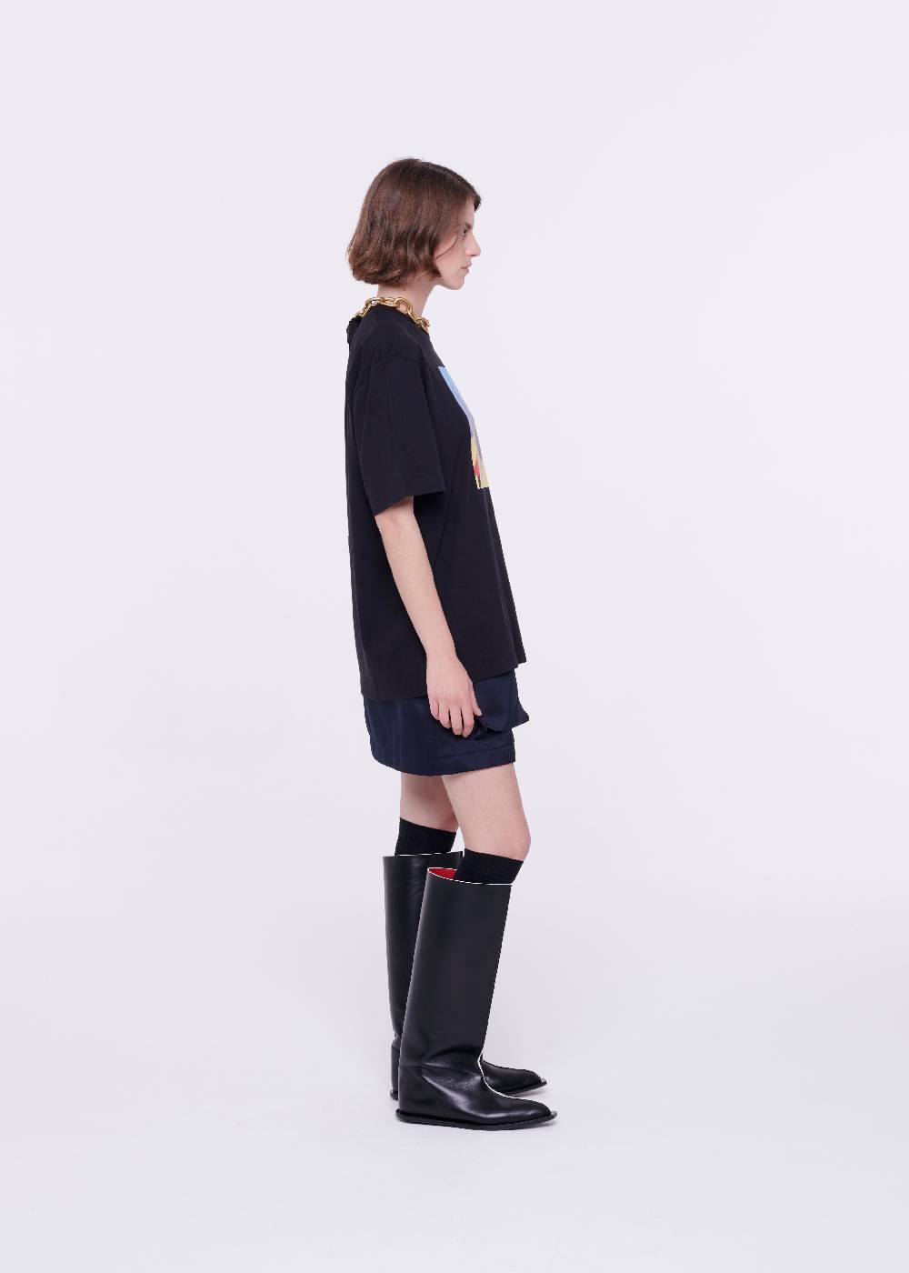 Plan C T-SHIRT NERA IN COTONE CON STAMPA Offerta