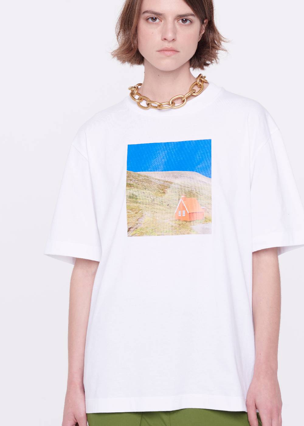 Plan C T-SHIRT BIANCA IN COTONE CON STAMPA Nuovo