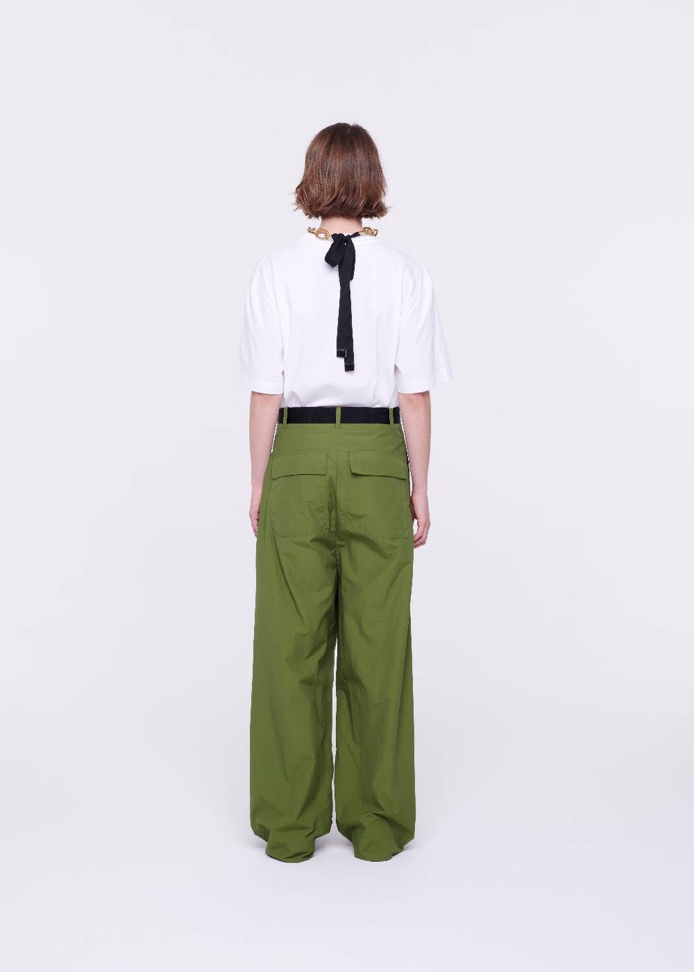 Plan C PANTALONI CARGO VERDE MILITARE CON CINTURA Qualità