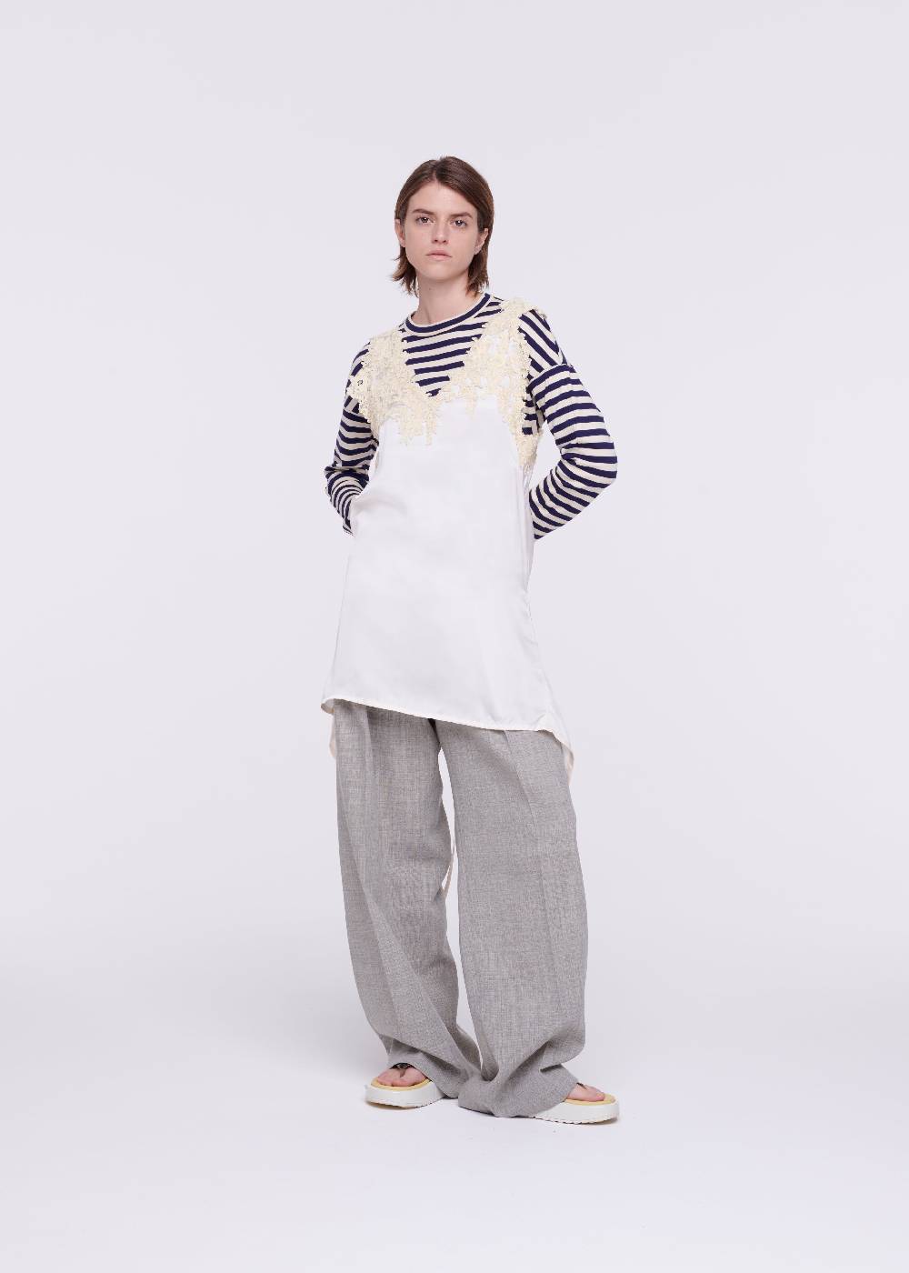 Plan C TOP IN RASO CON PIZZO Vendita
