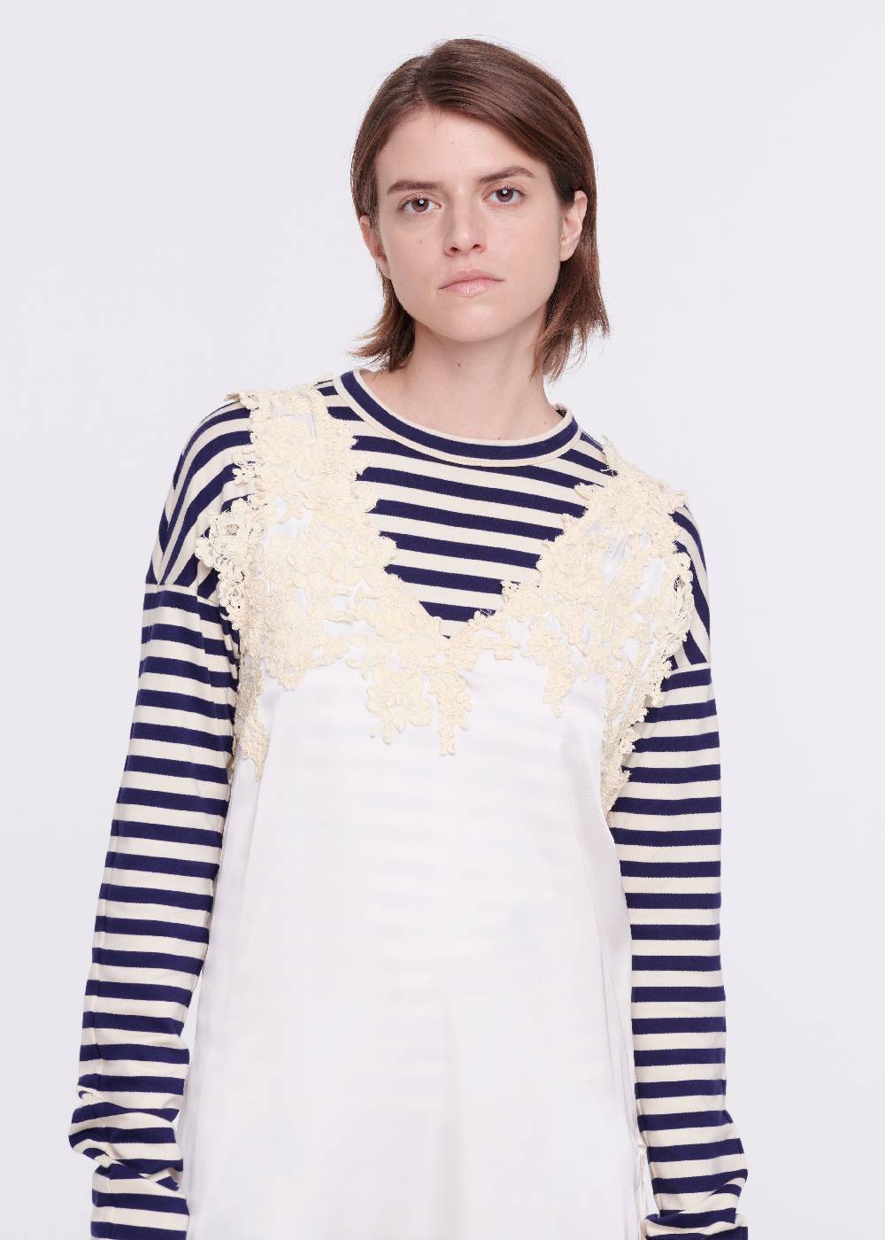 Plan C TOP IN RASO CON PIZZO Vendita