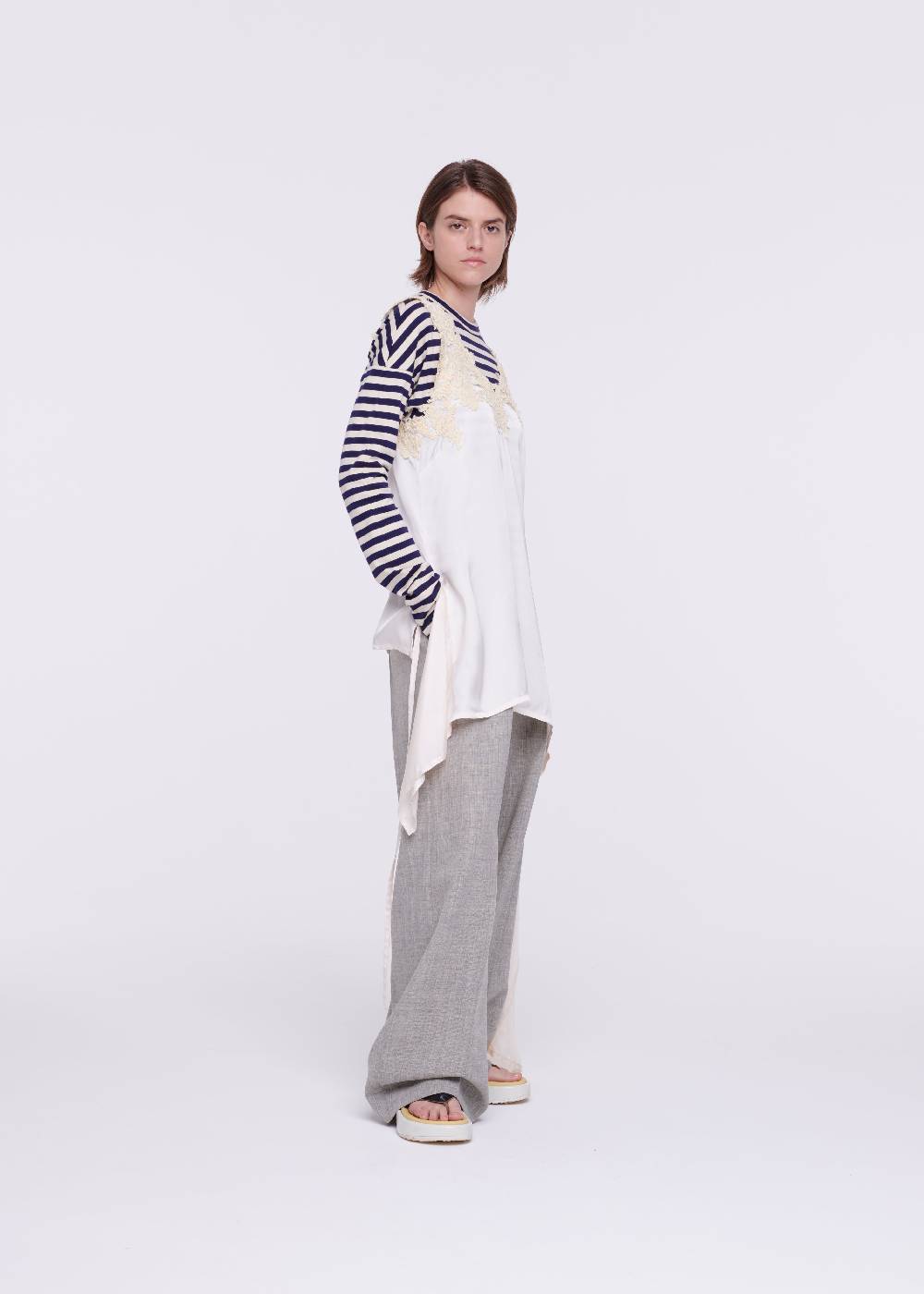 Plan C TOP IN RASO CON PIZZO Vendita