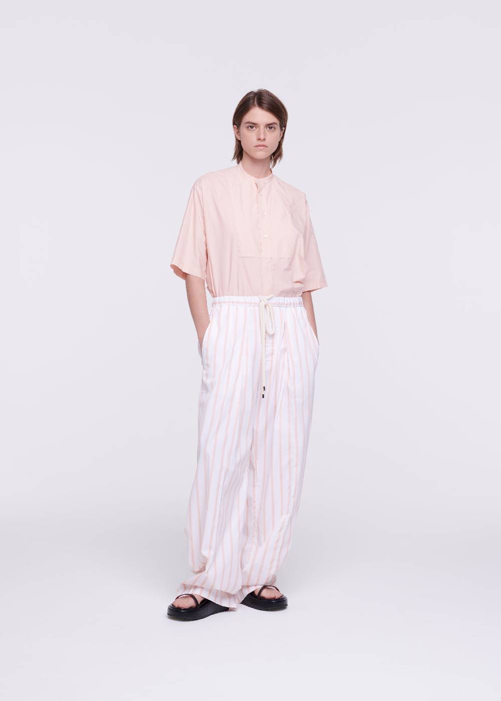 Plan C PANTALONI A RIGHE ROSA CON COULISSE Qualità Garantita