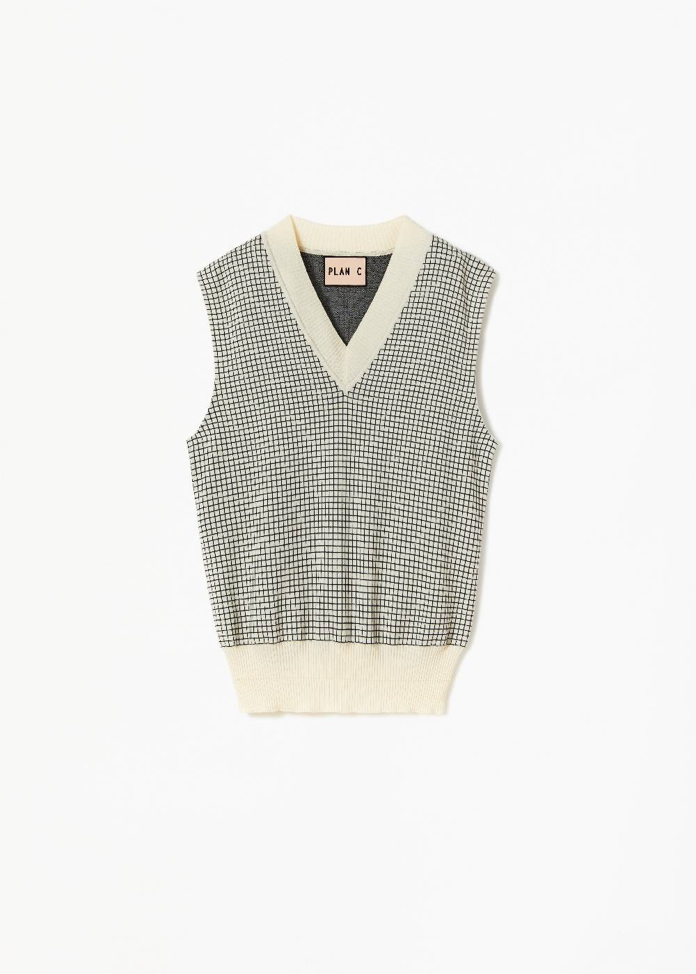 Plan C GILET IN COTONE A QUADRETTI