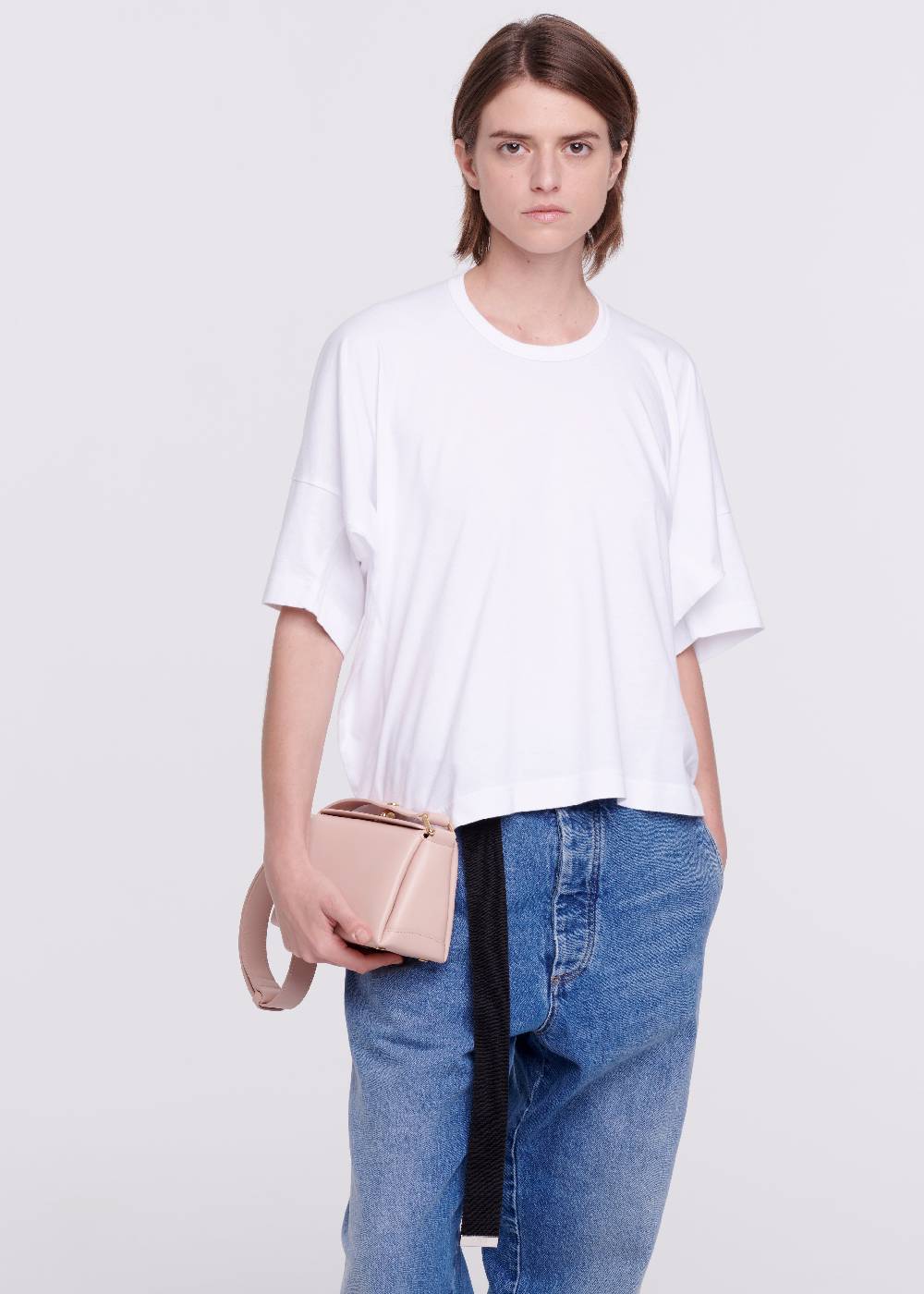Plan C T-SHIRT BIANCA DRAPPEGGIATA IN COTONE Promozione Limitata