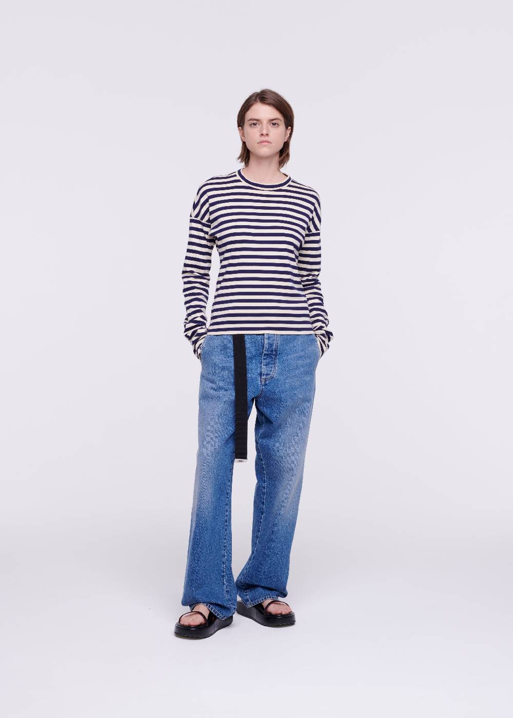 Plan C T-SHIRT A RIGHE DRAPPEGGIATA Affare Del Giorno