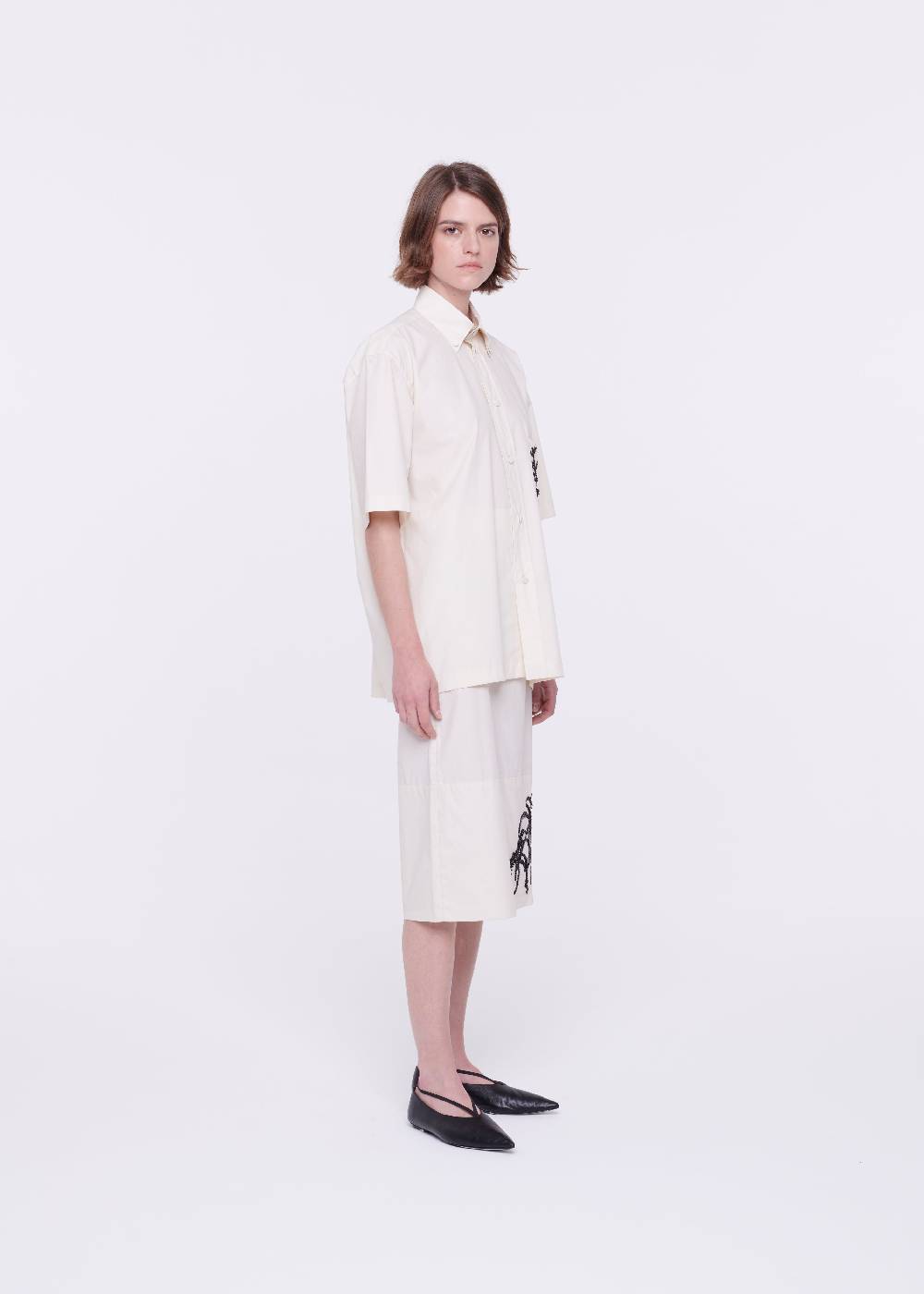 Plan C CAMICIA IN COTONE TECNICO CON RICAMO IN PAILLETTES Novità