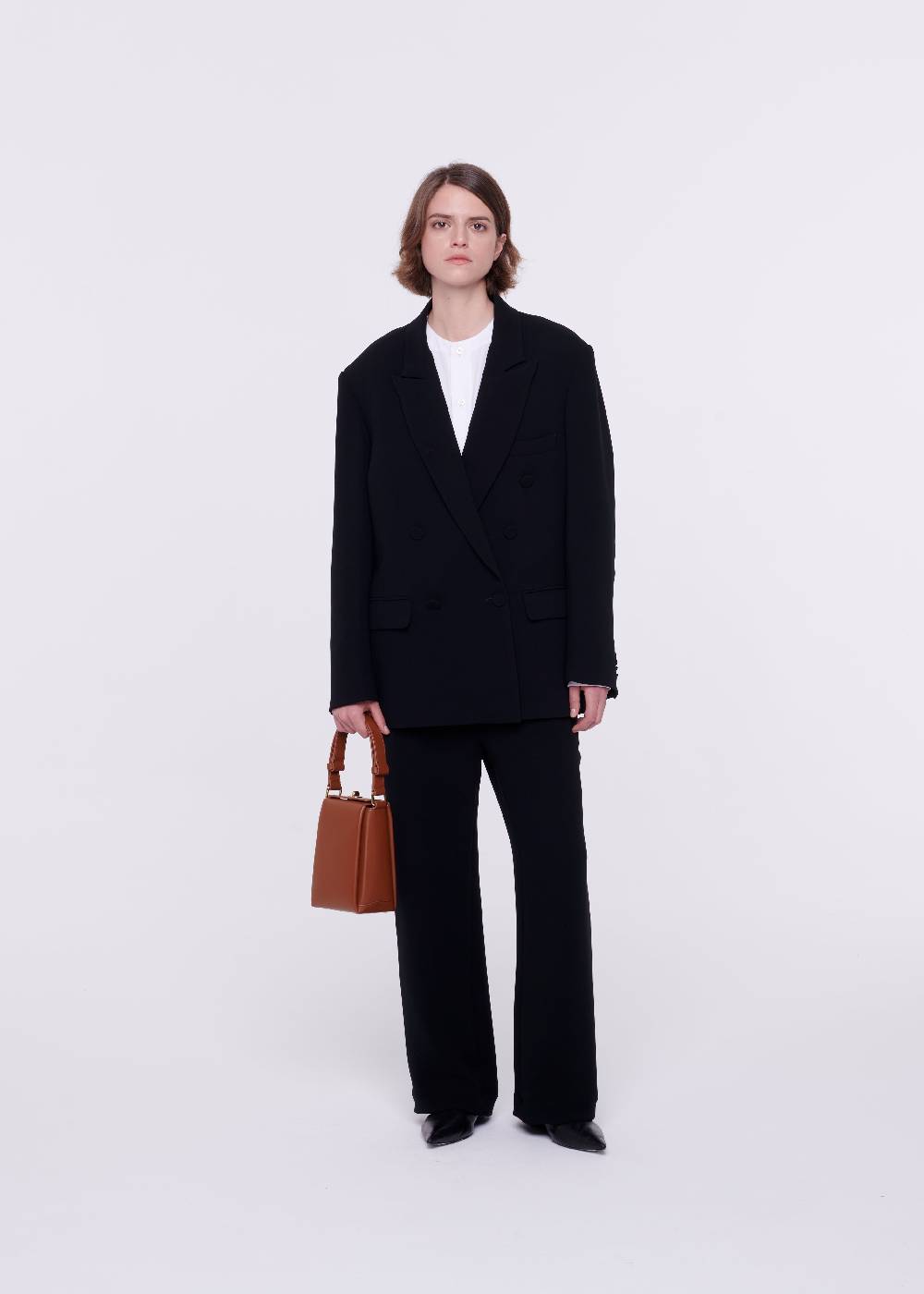 Plan C BLAZER DOPPIOPETTO IN CADY NERO Outlet