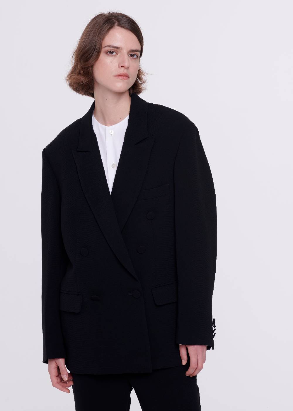 Plan C BLAZER DOPPIOPETTO IN CADY NERO Outlet