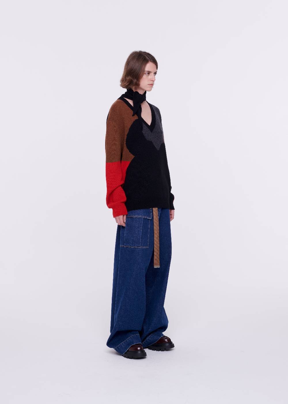 Plan C MAGLIONE CON SCIALLE IN LANA A TRAMA "FILIPPO" 2025