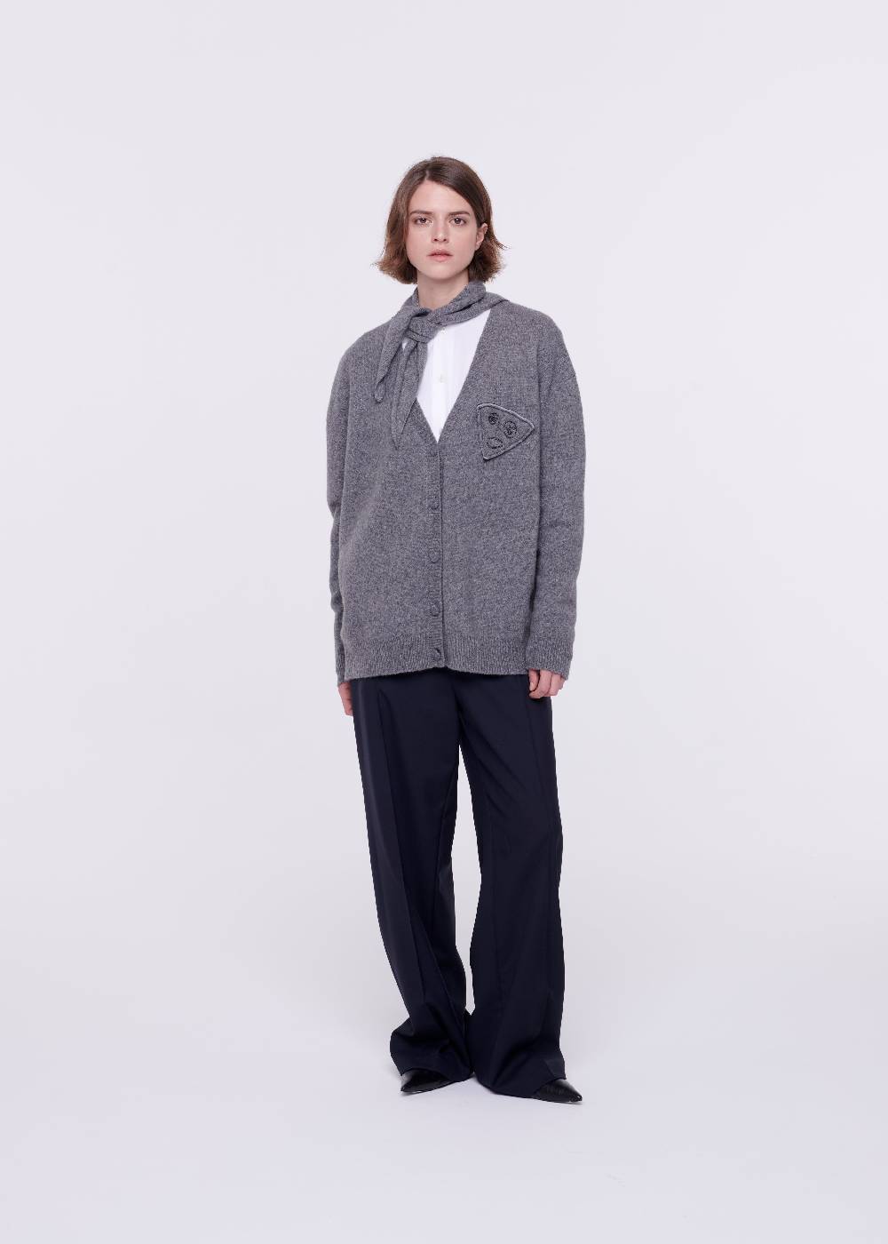 Plan C CARDIGAN IN LANA MERINO CON SCIALLE In Linea