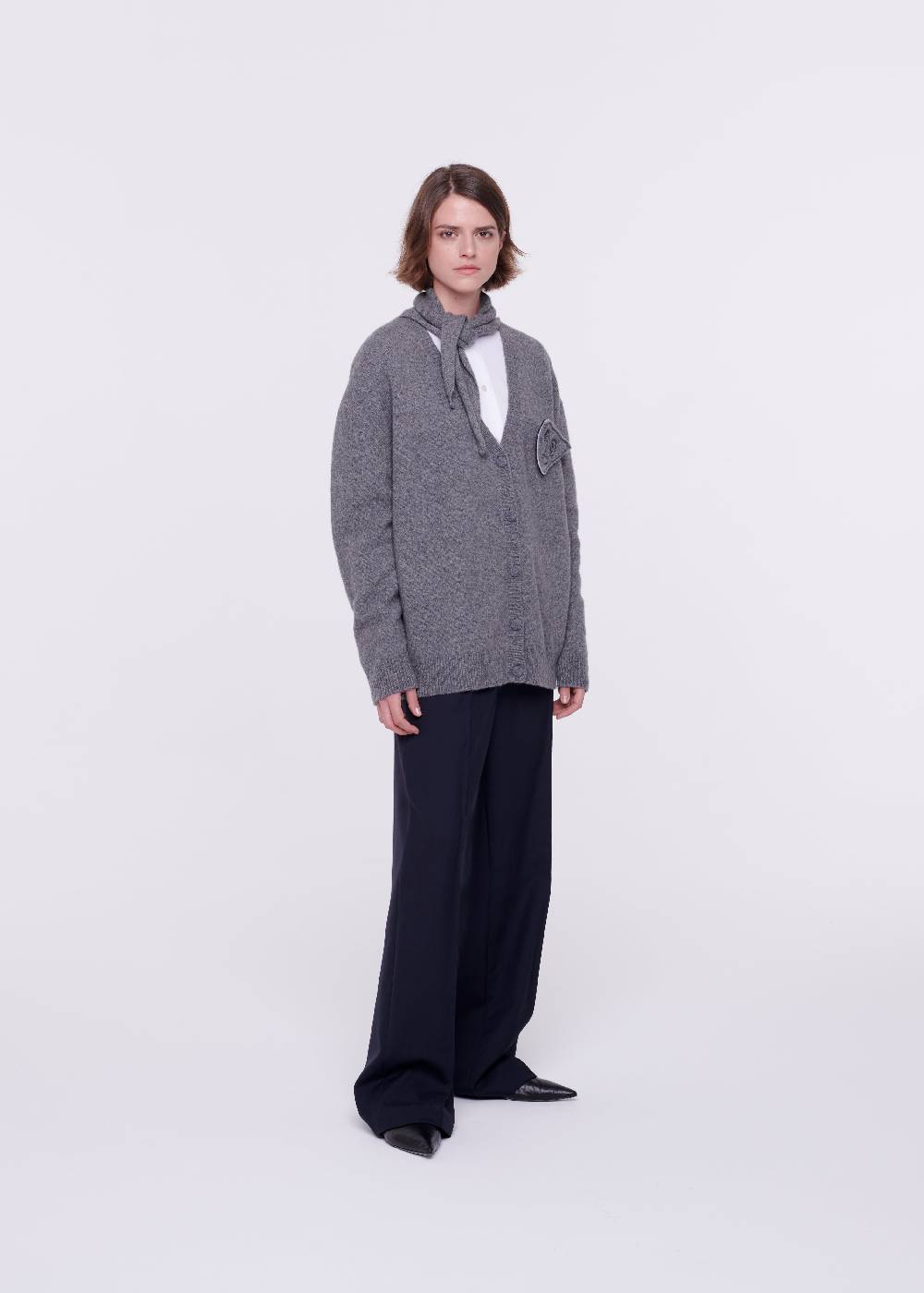 Plan C CARDIGAN IN LANA MERINO CON SCIALLE In Linea