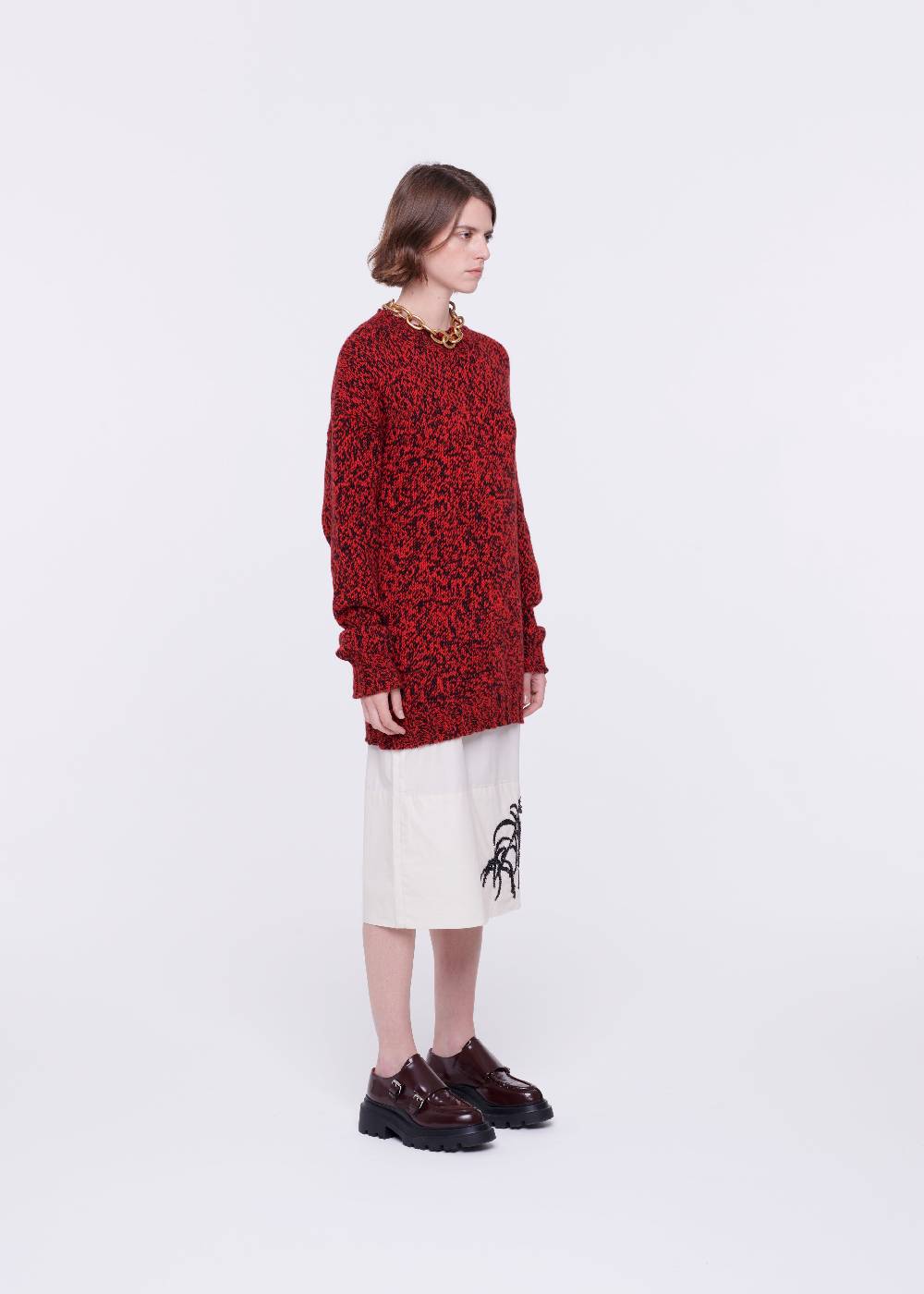 Plan C MAGLIONE DI LANA ROSSO MELANGE Nuovo
