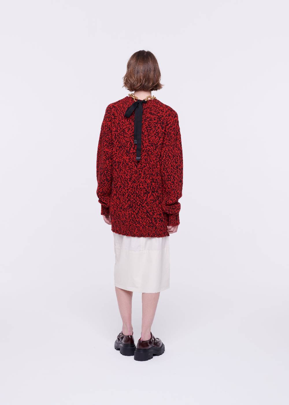Plan C MAGLIONE DI LANA ROSSO MELANGE Nuovo