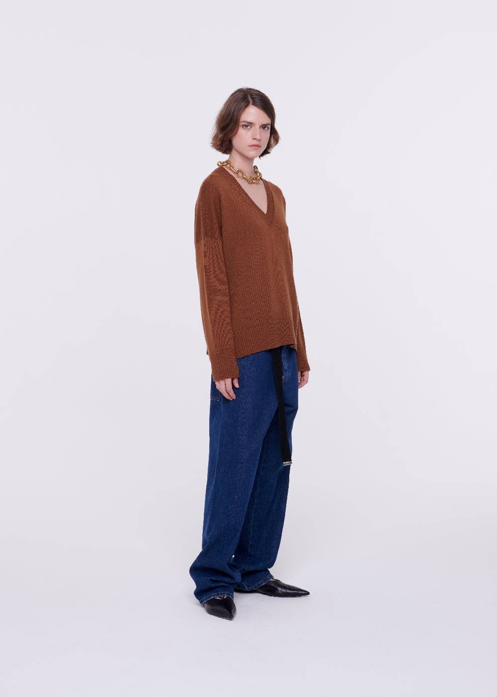 Plan C MAGLIONE CON SCOLLO A V IN LANA MERINO Vendita