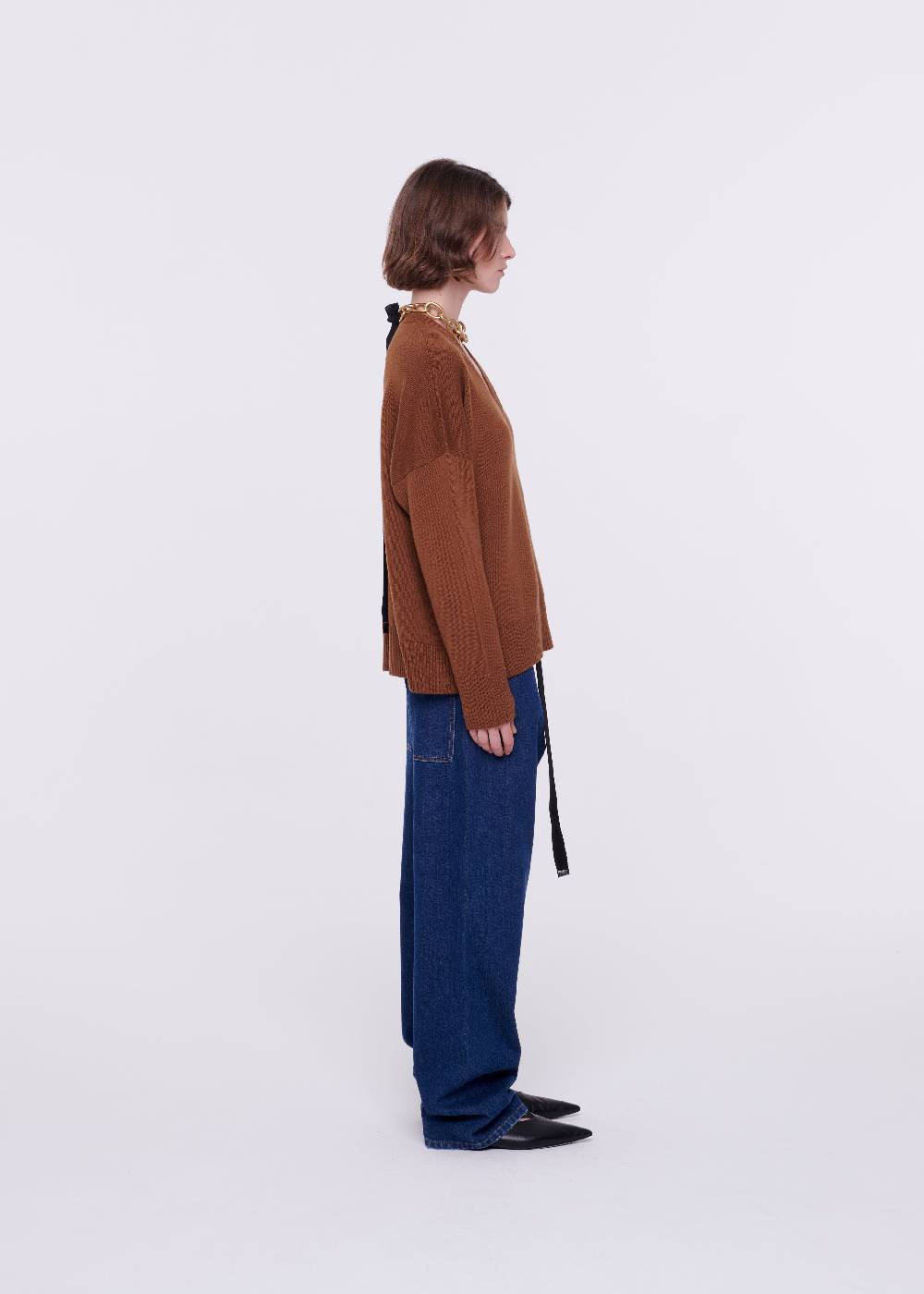 Plan C MAGLIONE CON SCOLLO A V IN LANA MERINO Vendita