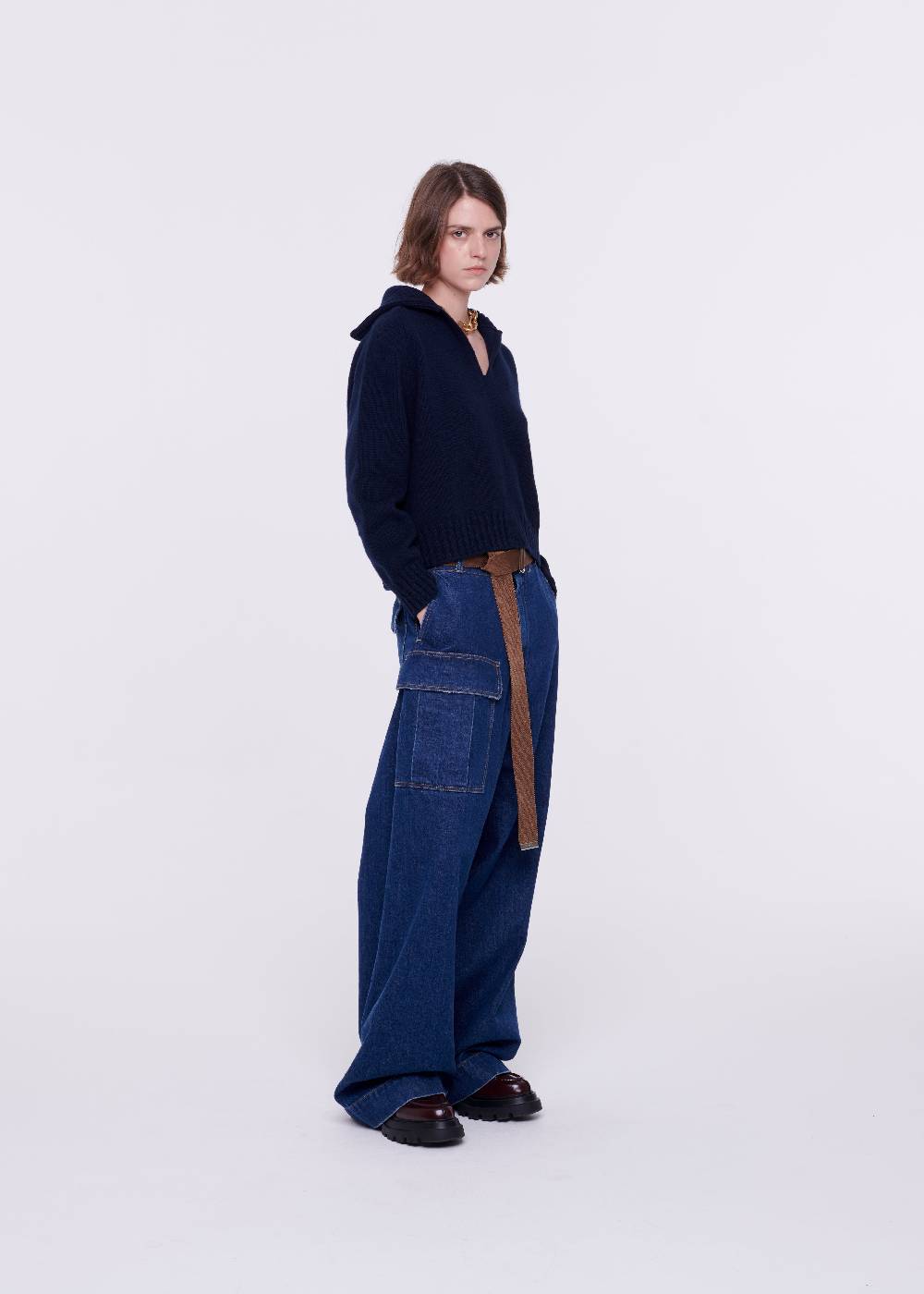 Plan C MAGLIONE NAVY IN CACHEMIRE Spedizione Gratuita