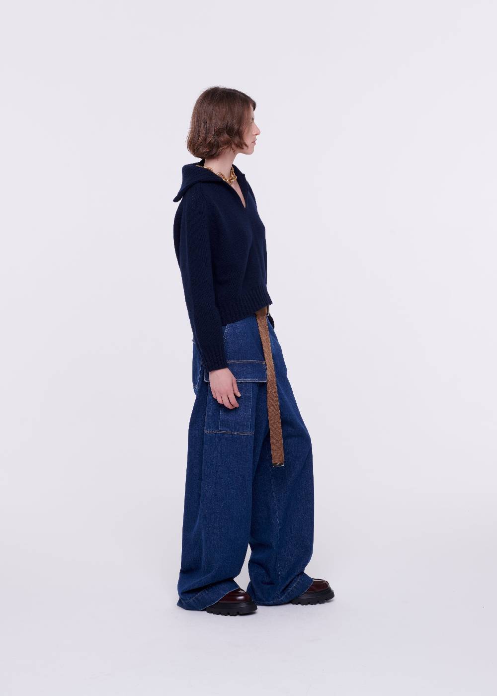 Plan C MAGLIONE NAVY IN CACHEMIRE Spedizione Gratuita