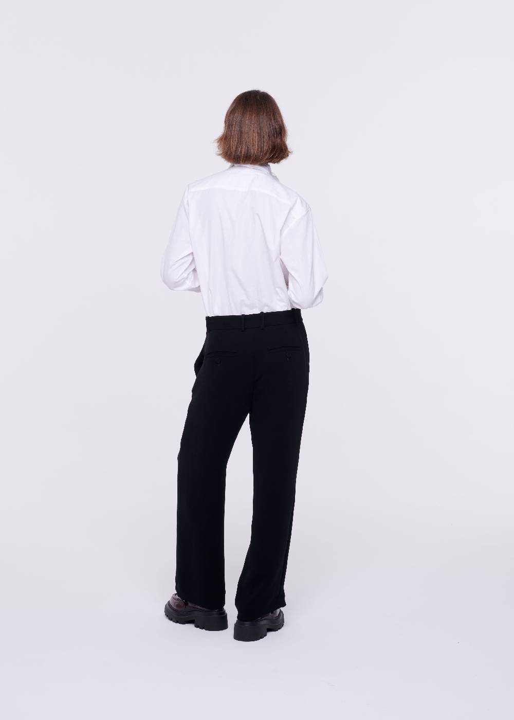 Plan C PANTALONI NERI A GAMBA SVASATA IN CADY Affare Del Giorno