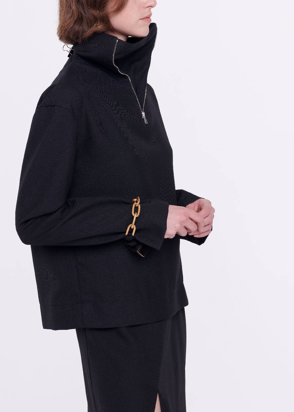 Plan C CAMICIA NERA IN LANA CON CERNIERA Prezzo Ridotto