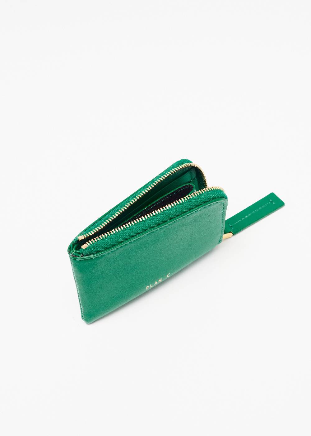 Plan C PORTACARTE VERDE SMERALDO IN PELLE Vendita Economica