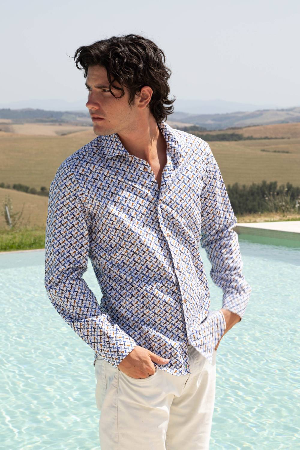 Poggianti Camicia uomo spring summer 24 FIRENZE-60F-113 Soddisfazione Garantita