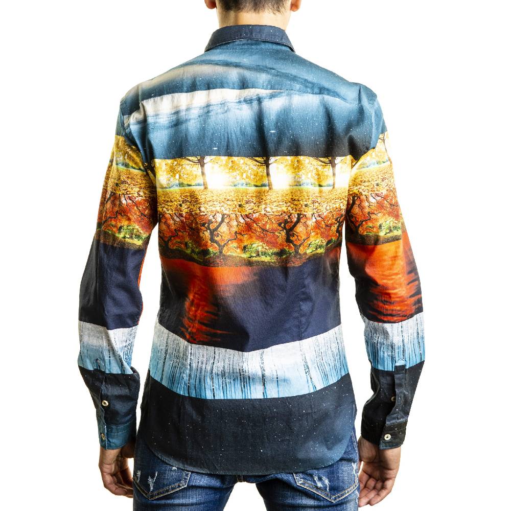 Poggianti Camicia fantasia Autunno collo italiano Online